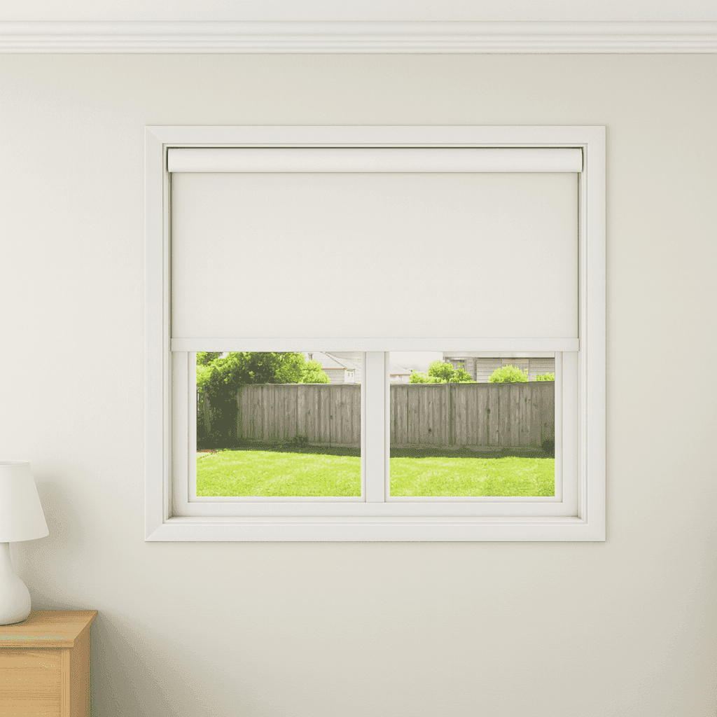 Standard roller blind over a window.